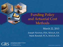 Funding Policy and Actuarial Cost Methods