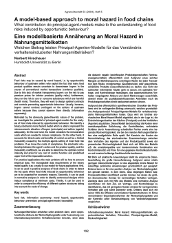 A model-based approach to moral hazard in food chains