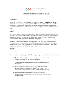 EMPLOYMENT PROCESS POLICY (STAFF) OVERVIEW Finding