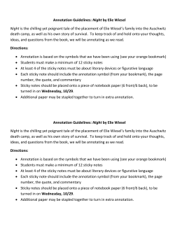 Annotation Guidelines: Night by Elie Wiesel Night is the chilling yet