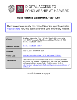 Music-Historical Egyptomania, 1650&ndash;1950 The Harvard community