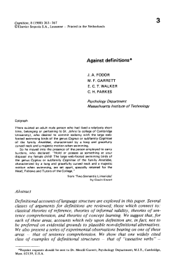 Against definitions - Concordia University