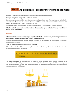 10.10 Appropriate Tools for Metric Measurement