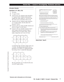 Answer Key • Lesson 1: Investigating Perimeter and Area