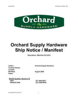 Orchard Supply Hardware Ship Notice / Manifest