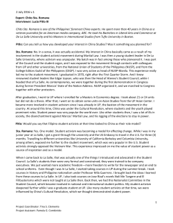 2 July 2016 v.1 1 Expert: Chito Sta. Romana Interviewer: Lucio Pitlo