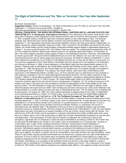 The Right of Self-Defence and The "War on Terrorism" One Year