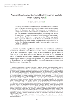 Adverse Selection and Inertia in Health Insurance Markets: When