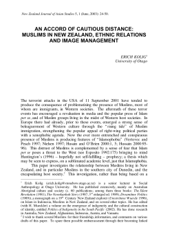 an accord of cautious distance: muslims in new zealand