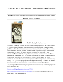 SUMMER READING PROJECT FOR INCOMING 9th Graders