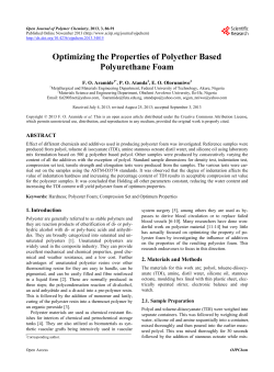 Optimizing the Properties of Polyether Based Polyurethane Foam