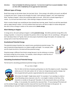 Potential Energy Reading HW 2/3