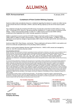 Curtailment of Point Comfort