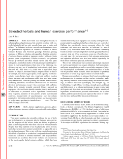Selected herbals and human exercise performance