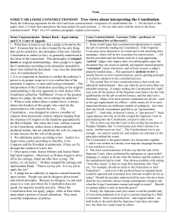 POINT &ndash; COUNTERPOINT: STRICT OR LOOSE CONSTRUCTIONISM