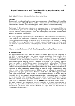 Input Enhancement and Task-Based Language Learning and