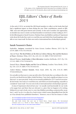EJIL Editors` Choice of Books 2015