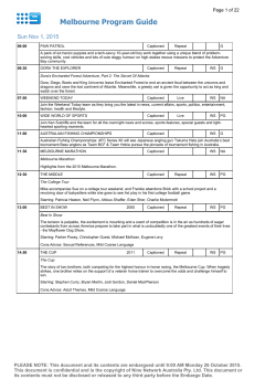 Melbourne Program Guide
