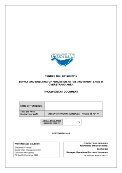 TENDER NO.: SC1689/2016 SUPPLY AND ERECTING OF