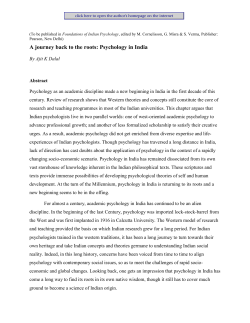 A journey back to the roots: Psychology in India