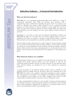 Selection Indexes &ndash; A General Introduction
