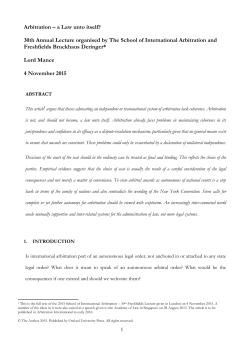 Lord Mance gives the 30th Annual Lecture organised by The School