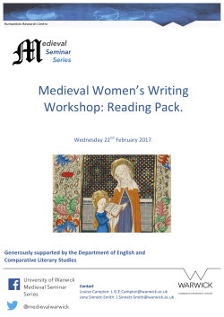Medieval Women`s Writing Workshop: Reading Pack.