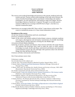 Early Medicine - Faculty of History