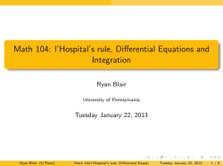 l`Hospital`s rule, Differential Equations and Integration