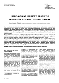 marc-antoine laugier`s aesthetic postulates of