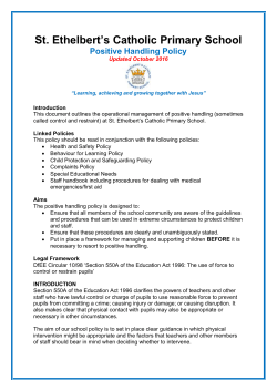 Positive Handling Policy - St Ethelbert`s Catholic Primary School