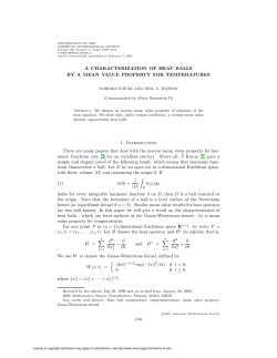 A CHARACTERIZATION OF HEAT BALLS BY A MEAN VALUE