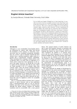 English article insertion - Machine Translation Archive