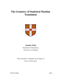 The Geometry of Statistical Machine Translation