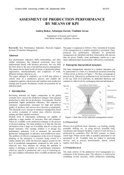 ASSESMENT OF PRODUCTION PERFORMANCE BY MEANS OF KPI