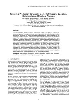 Towards a Production Complexity Model that Supports Operation