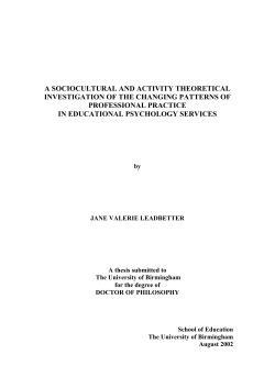 a sociocultural and activity theoretical investigation of the changing