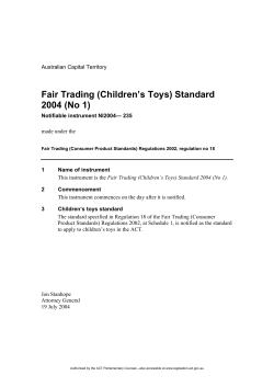 Fair Trading (Children`s Toys) Standard 2004 (No 1)