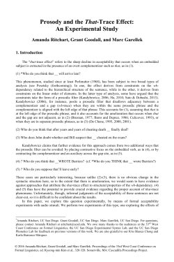 Prosody and the That-Trace Effect: An Experimental Study