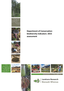 Department of Conservation biodiversity indicators: 2015 assessment