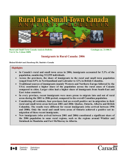 Rural and Small Town Canada Analysis Bulletin, Vol