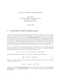 Lecture 9: Logistic growth models