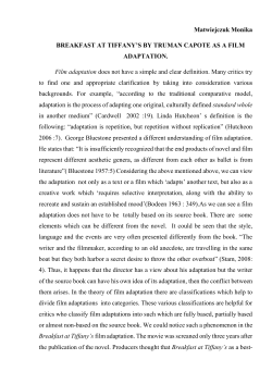 Matwiejczuk Monika BREAKFAST AT TIFFANY`S BY TRUMAN