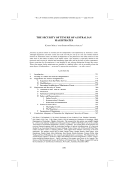 the security of tenure of australian magistrates