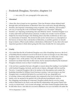 Frederick Douglass, Narrative, chapters 1-6