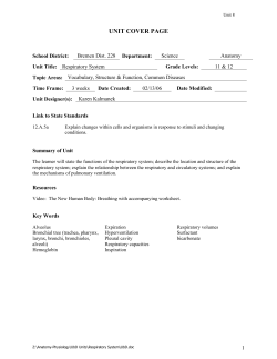 Unit VIII: Respiratory System - Bremen High School District 228
