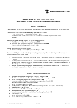Schedule of Fees (SF) of Touro College Berlin