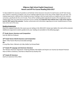 Hillgrove High School English Department Honors and AP Pre