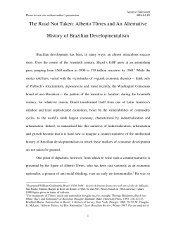 The Road Not Taken: Alberto T&ocirc;rres and An Alternative History of