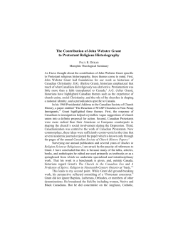 The Contribution of John Webster Grant to Protestant Religious
